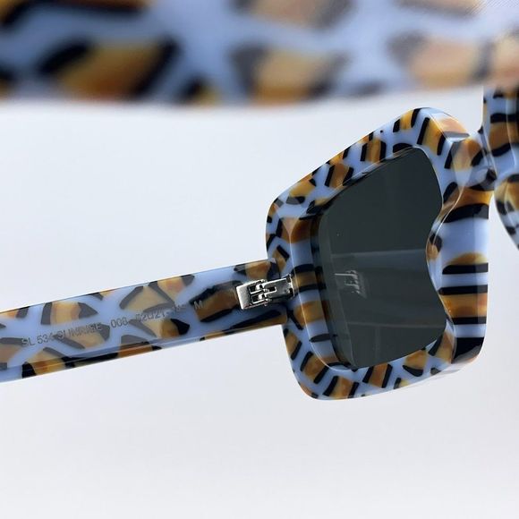 Saint Laurent SL534 SUNRISE 008 Sunglasses Violet Havana Grey Rectangle Unisex - Picture 10 of 11